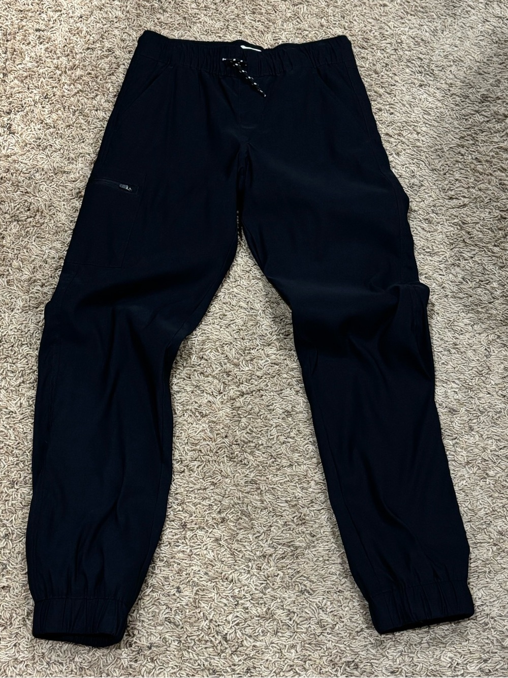 Weatherproof Black Boys Drawstring Jogger Pants with cold weather lining